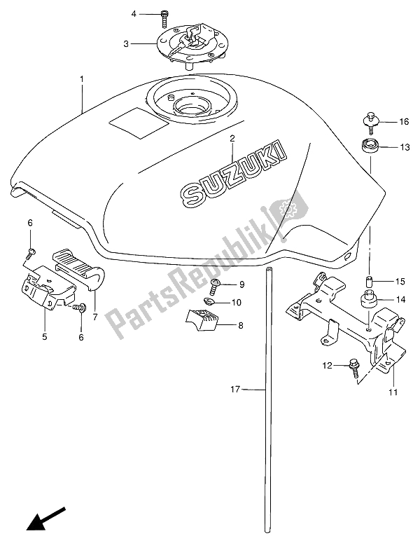 Alle onderdelen voor de Benzinetank van de Suzuki VX 800U 1994