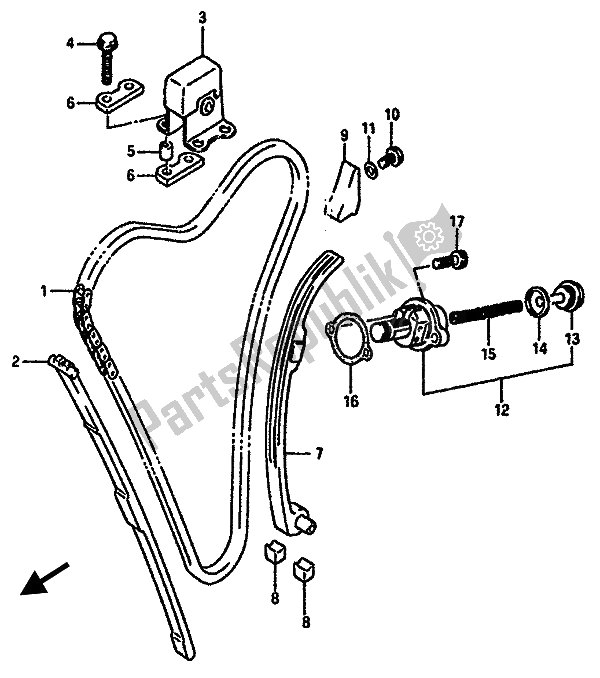 All parts for the Cam Chain of the Suzuki GSX R 750 1985