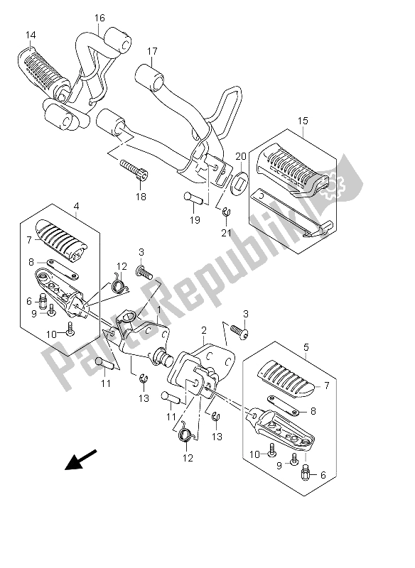 Tutte le parti per il Poggiapiedi del Suzuki DL 650 V Strom 2004