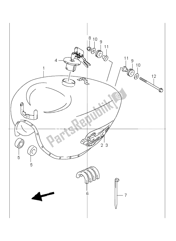 All parts for the Fuel Tank of the Suzuki VL 250 Intruder 2002