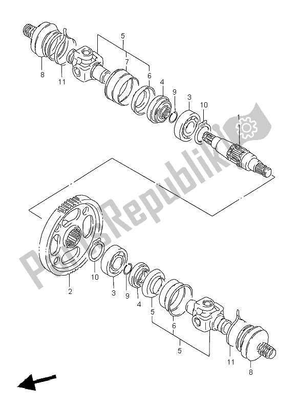 Toutes les pièces pour le Transmission (3) du Suzuki LT F 250 Quadrunner 2001