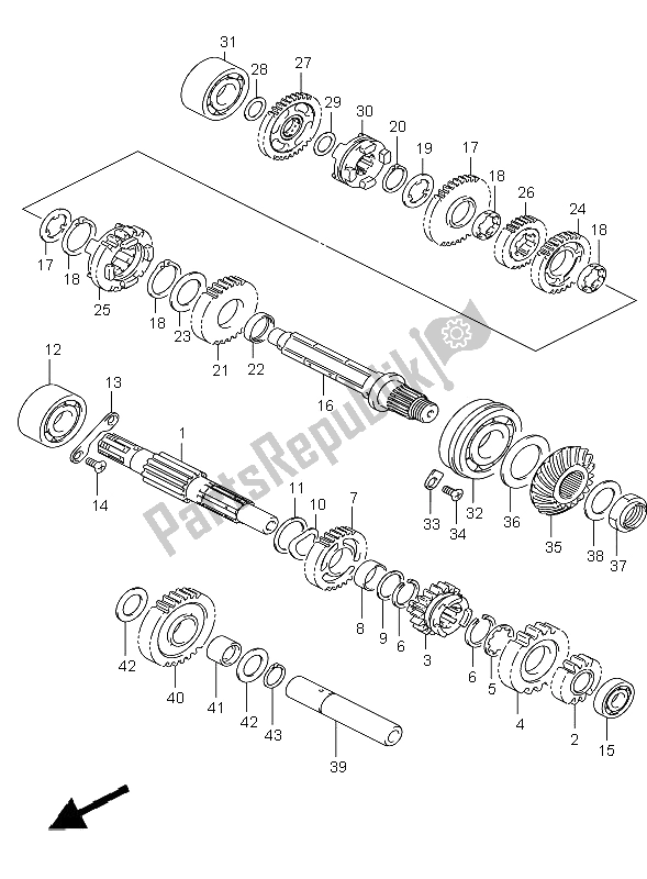 All parts for the Transmission of the Suzuki LT F 250 Ozark 2008