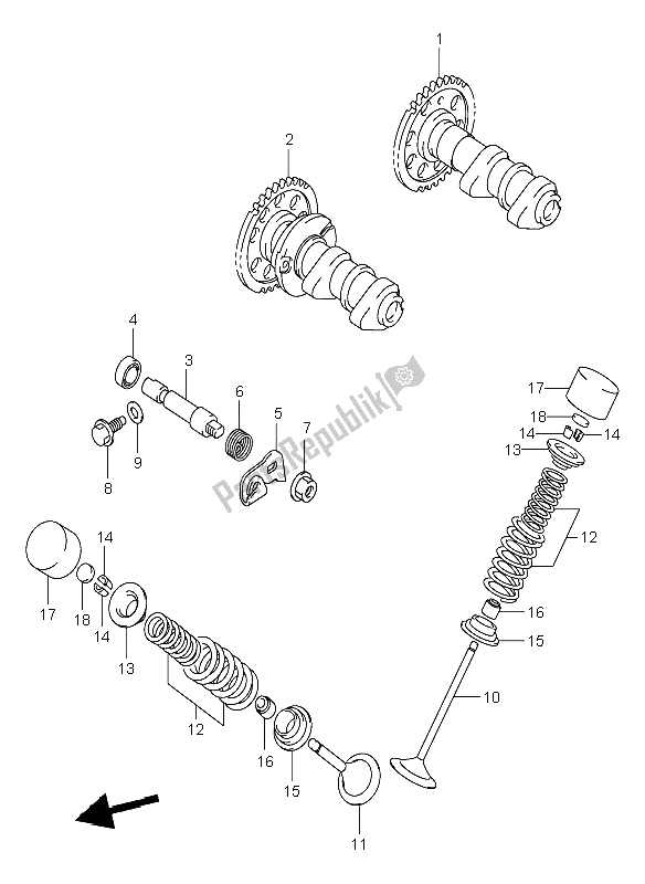 Tutte le parti per il Albero A Camme E Valvola del Suzuki DR Z 400E 2003