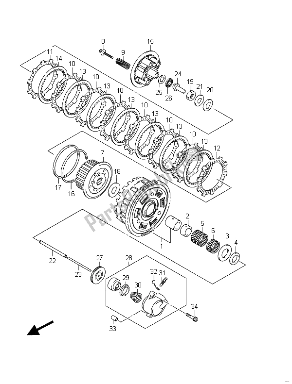 All parts for the Clutch of the Suzuki GSF 650 Sasa Bandit 2011