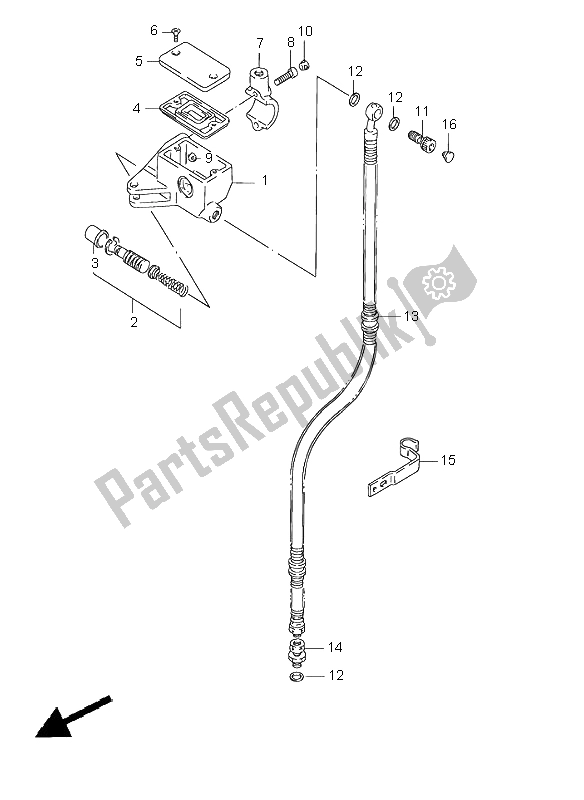 All parts for the Front Master Cylinder of the Suzuki VS 1400 Intruder 1998