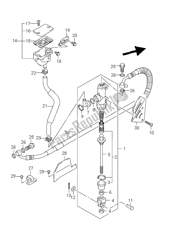 All parts for the Rear Master Cylinder (dl650ue E19) of the Suzuki DL 650A V Strom 2011