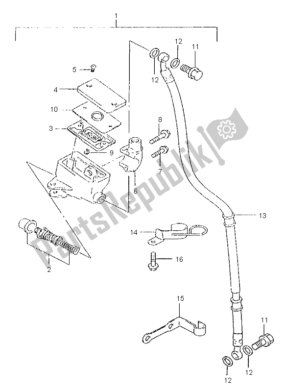 All parts for the Front Master Cylinder of the Suzuki GZ 125 Marauder 2000