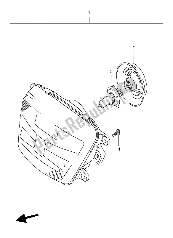 All parts for the Headlamp (gsf600s E24) of the Suzuki GSF 600 NS Bandit 1998