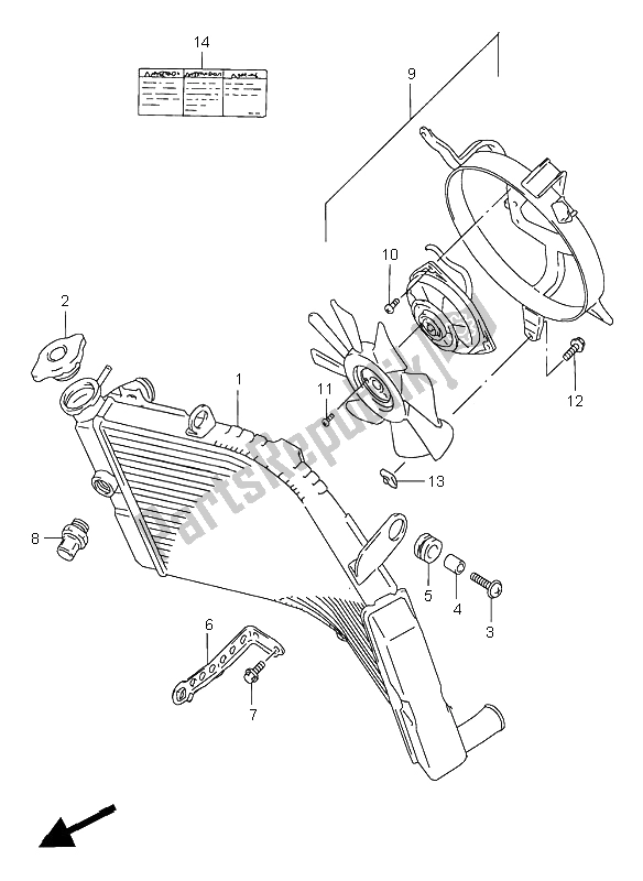 All parts for the Radiator of the Suzuki GSX R 750 1997