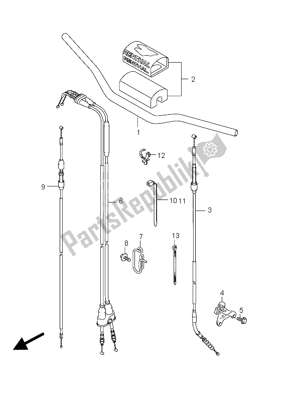 All parts for the Handlebar of the Suzuki RM Z 250 2012