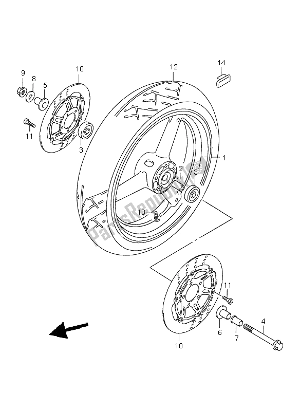 Todas as partes de Roda Da Frente do Suzuki GSX 750F 2001