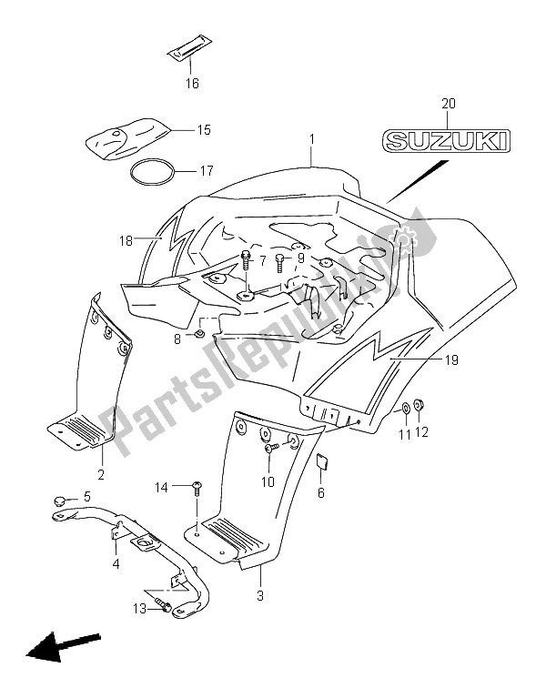 Todas las partes para Guardabarros Trasero de Suzuki LT 80 Quadsport 2004