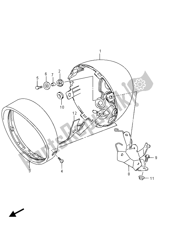 All parts for the Headlamp Housing (e02) of the Suzuki VL 800 Intruder 2015