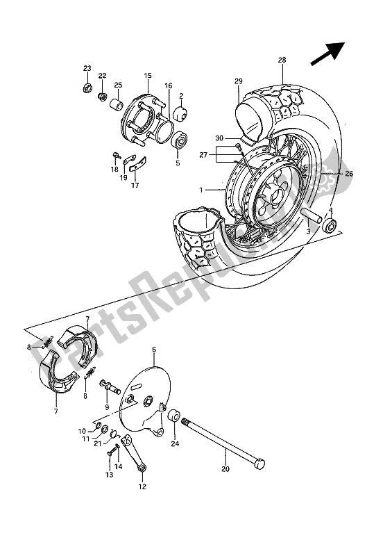 Tutte le parti per il Ruota Posteriore (vs750glf-glp) del Suzuki VS 750 Glfpefep Intruder 1987