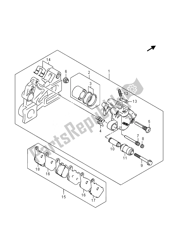 Toutes les pièces pour le étrier Arrière (gsr750aue) du Suzuki GSR 750A 2014