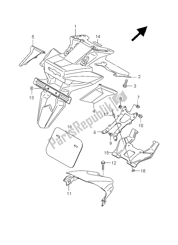 All parts for the Rear Fender Lower of the Suzuki GSX R 600 2008