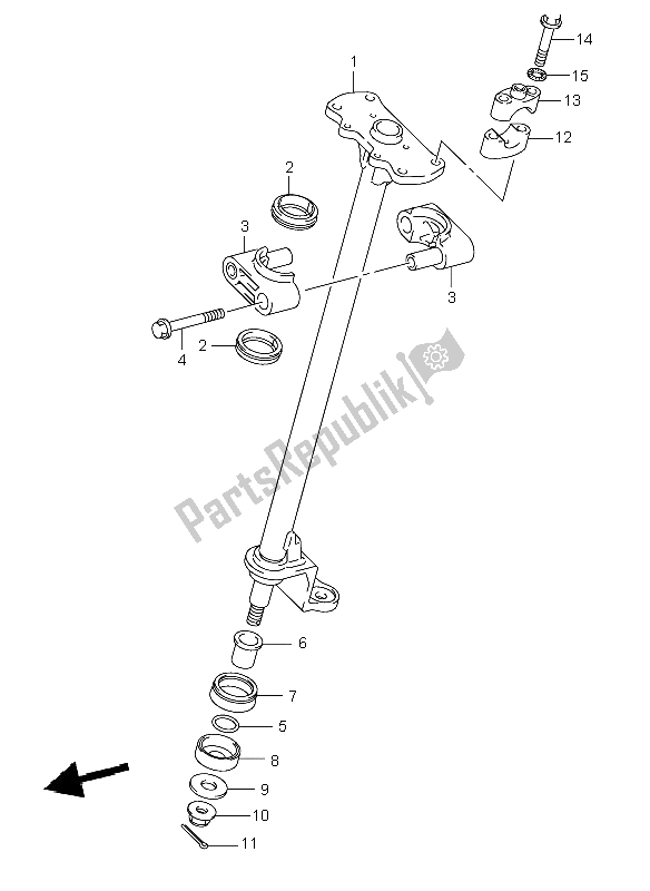 All parts for the Steering Shaft of the Suzuki LT A 500F Vinsion 4X4 2004