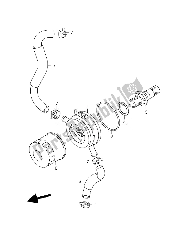 All parts for the Oil Cooler of the Suzuki GSF 1250 Nsnasa Bandit 2007