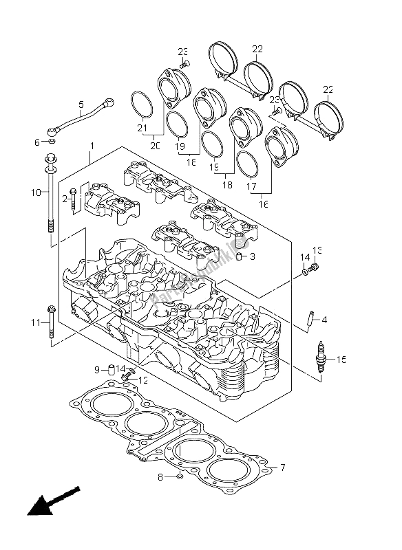 Alle onderdelen voor de Cilinderkop van de Suzuki GSX 650 FA 2011