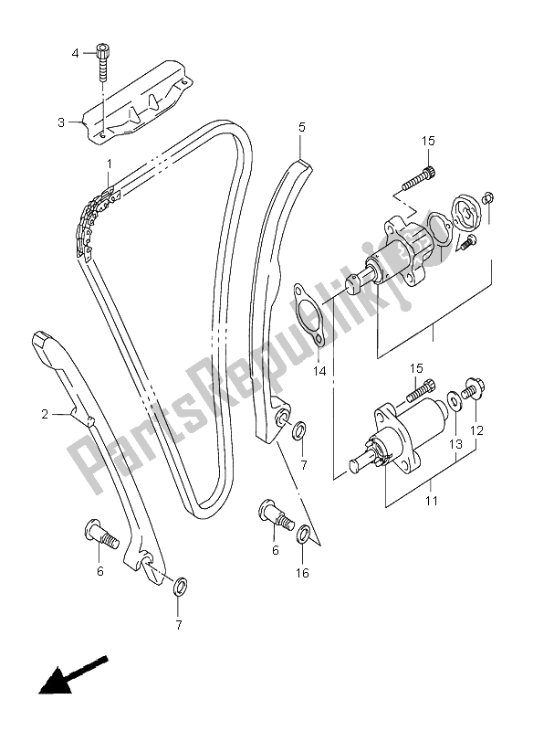 Alle onderdelen voor de Cam Ketting van de Suzuki GSX R 600 1999