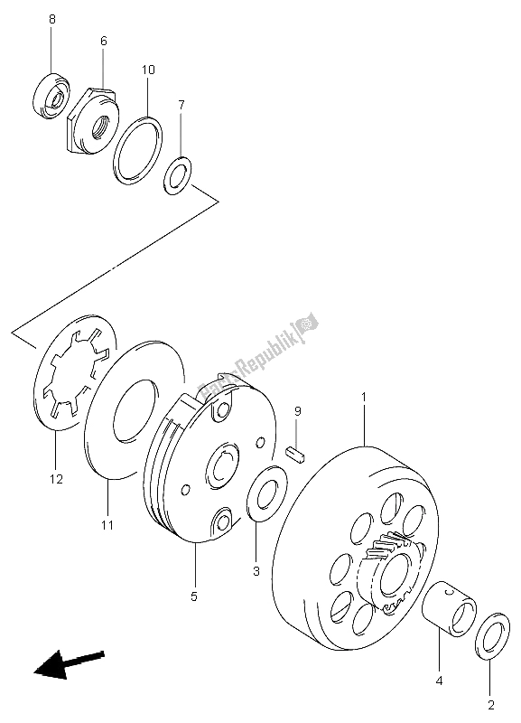 Toutes les pièces pour le Embrayage du Suzuki LT A 50 Quadsport 2004