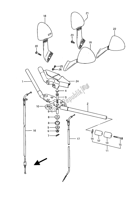 Tutte le parti per il Manubrio del Suzuki GSX 1100F 1988