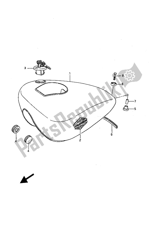 All parts for the Fuel Tank of the Suzuki LS 650P Savage 1991