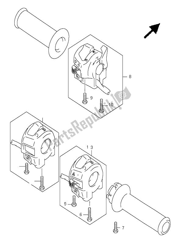 All parts for the Handle Switch (gsf1200s) of the Suzuki GSF 1200 NSZ Bandit 2004