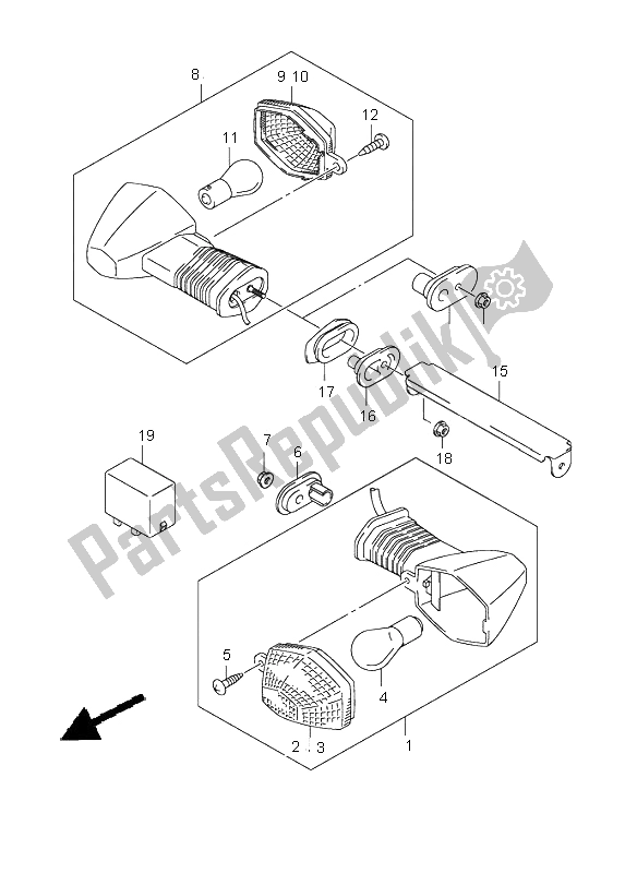 All parts for the Turnsignal Lamp (sv650-u) of the Suzuki SV 650 NS 2005