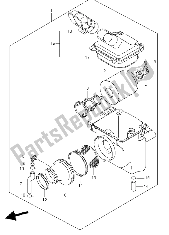 All parts for the Air Cleaner of the Suzuki LT F 250 Ozark 2002