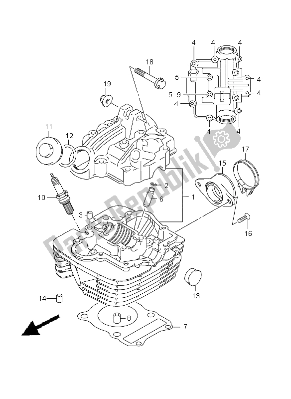 Todas as partes de Cabeça De Cilindro do Suzuki DR Z 125 SW LW 2009