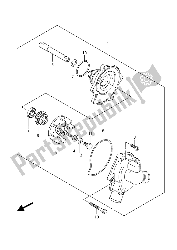 Toutes les pièces pour le Pompe à Eau du Suzuki GSF 650 Sasa Bandit 2012