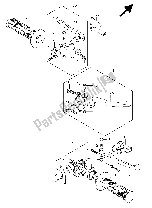 Todas las partes para Palanca De La Manija de Suzuki DR Z 125 SW LW 2004