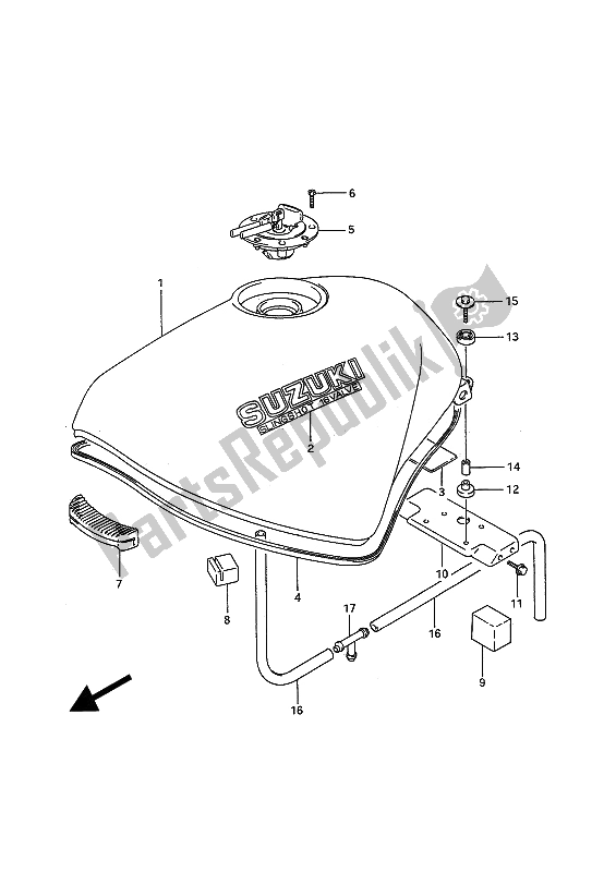 All parts for the Fuel Tank of the Suzuki GSF 400 Bandit 1993