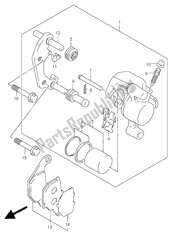 All parts for the Front Caliper of the Suzuki RM 85 SW LW 2003