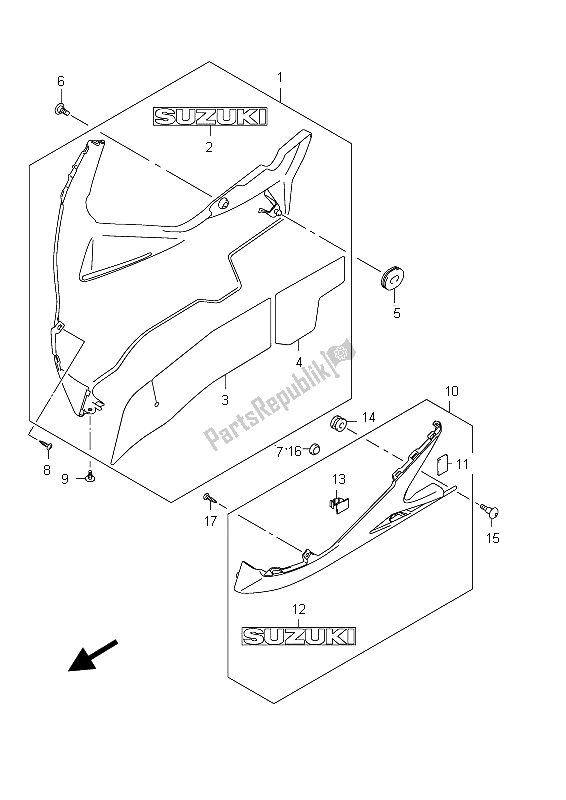 All parts for the Under Cowling (gsx-r600ue E21) of the Suzuki GSX R 600 2012