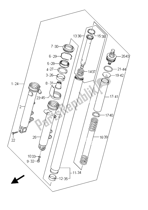 All parts for the Front Fork Damper (gsx650fu E21) of the Suzuki GSX 650 FA 2012