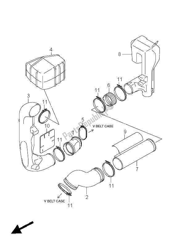 All parts for the Cooling Duct of the Suzuki LT A 450X Kingquad 4X4 Limited 2008