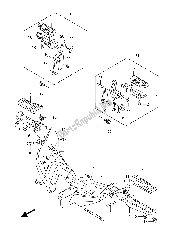 All parts for the Footrest of the Suzuki VZR 1800 M Intruder 2014