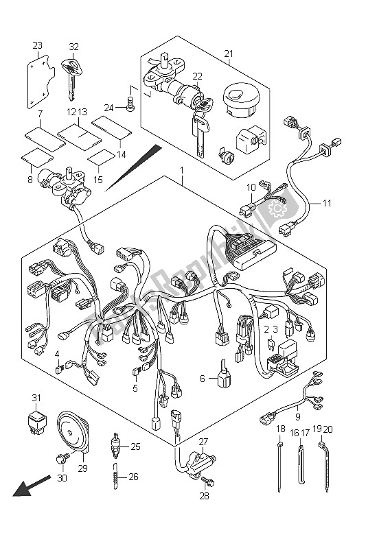 All parts for the Wiring Harness (vl800t E24) of the Suzuki C 800 VL Intruder 2011