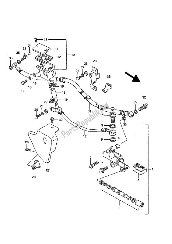 Toutes les pièces pour le Maître-cylindre Arrière du Suzuki VS 1400 Glpf Intruder 1992