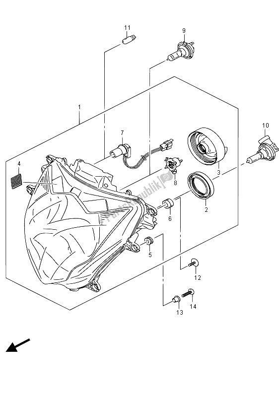 Alle onderdelen voor de Koplamp (gsx-r750uf) van de Suzuki GSX R 750 2015