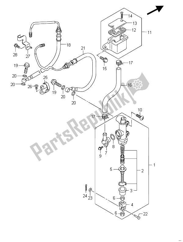 All parts for the Rear Master Cylinder (gsf650sa) of the Suzuki GSF 650 Sasa Bandit 2011