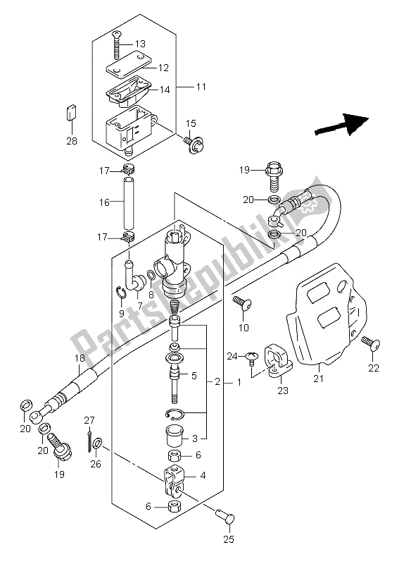 Toutes les pièces pour le Maître-cylindre Arrière du Suzuki DR Z 400S 2007