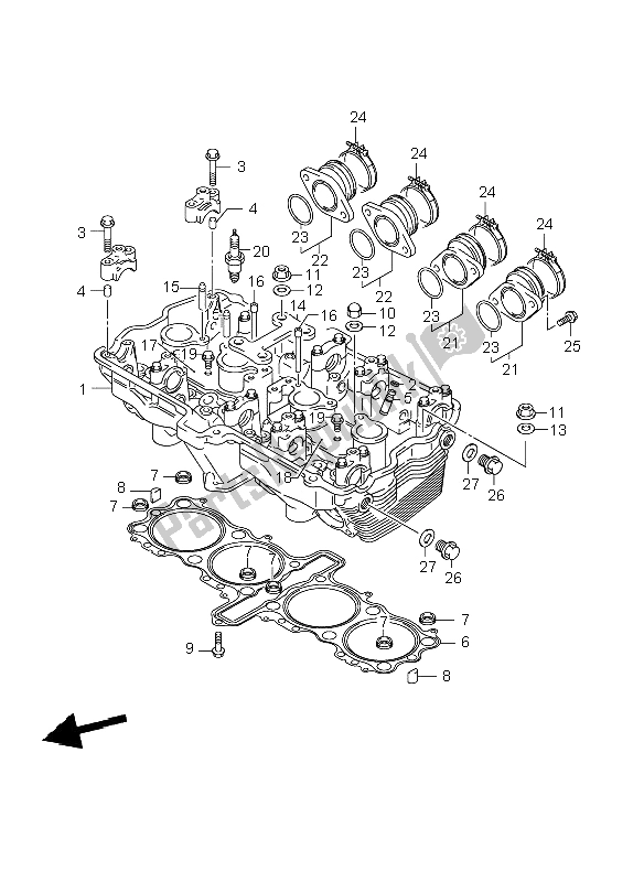 All parts for the Cylinder Head of the Suzuki GSF 1200 Nsnasa Bandit 2006