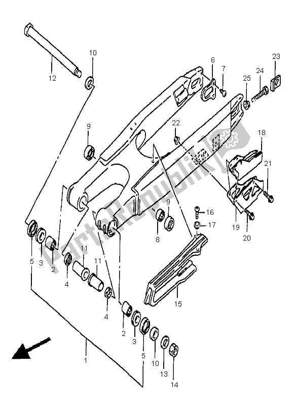 Todas las partes para Brazo Oscilante Trasero de Suzuki RM 250 2000