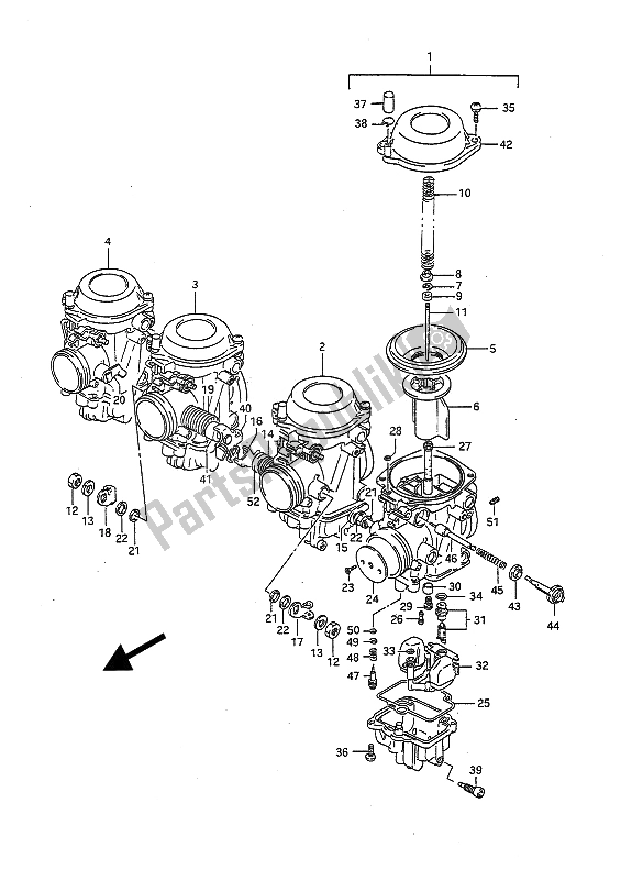 All parts for the Carburetor of the Suzuki GSX R 1100 1991