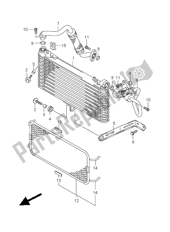 All parts for the Oil Cooler of the Suzuki GSX 1300R Hayabusa 2009