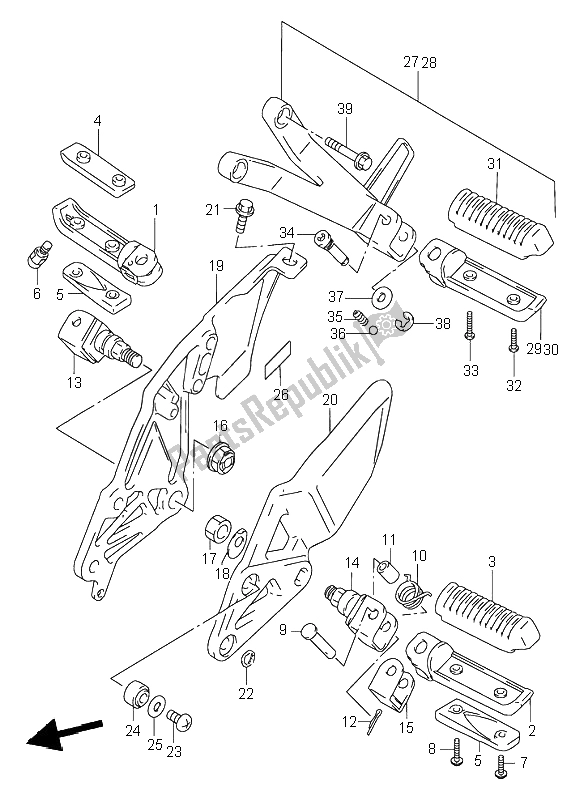 Todas las partes para Reposapiés de Suzuki RF 900R 1998