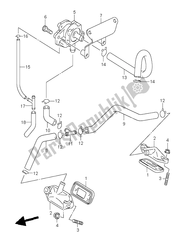 All parts for the Second Air of the Suzuki VL 250 Intruder 2001